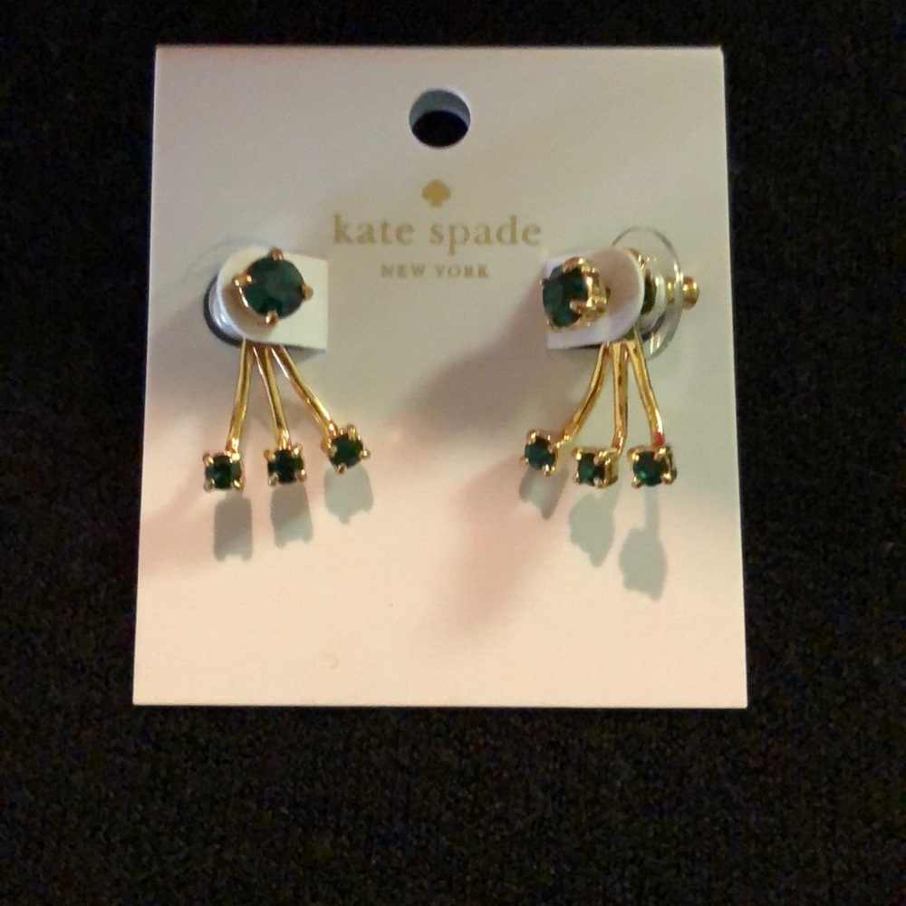 NWT Kate Spade emerald and gold color earrings.
